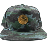 Capital Gains Men's Streetwear Snake Embossed Leather Green Camo Hat Adjustable Strap Back Cap